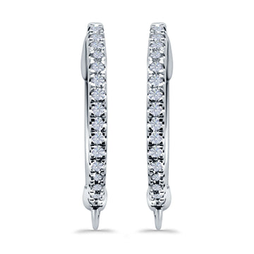 Half Eternity Hoop Earrings Round Simulated CZ 925 Sterling Silver (14mm)
